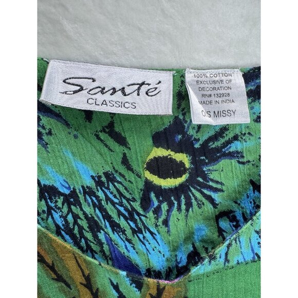 Sante Classics Women's Peacock Feather Print Dress Kaftan Size O/S - Picture 4 of 7